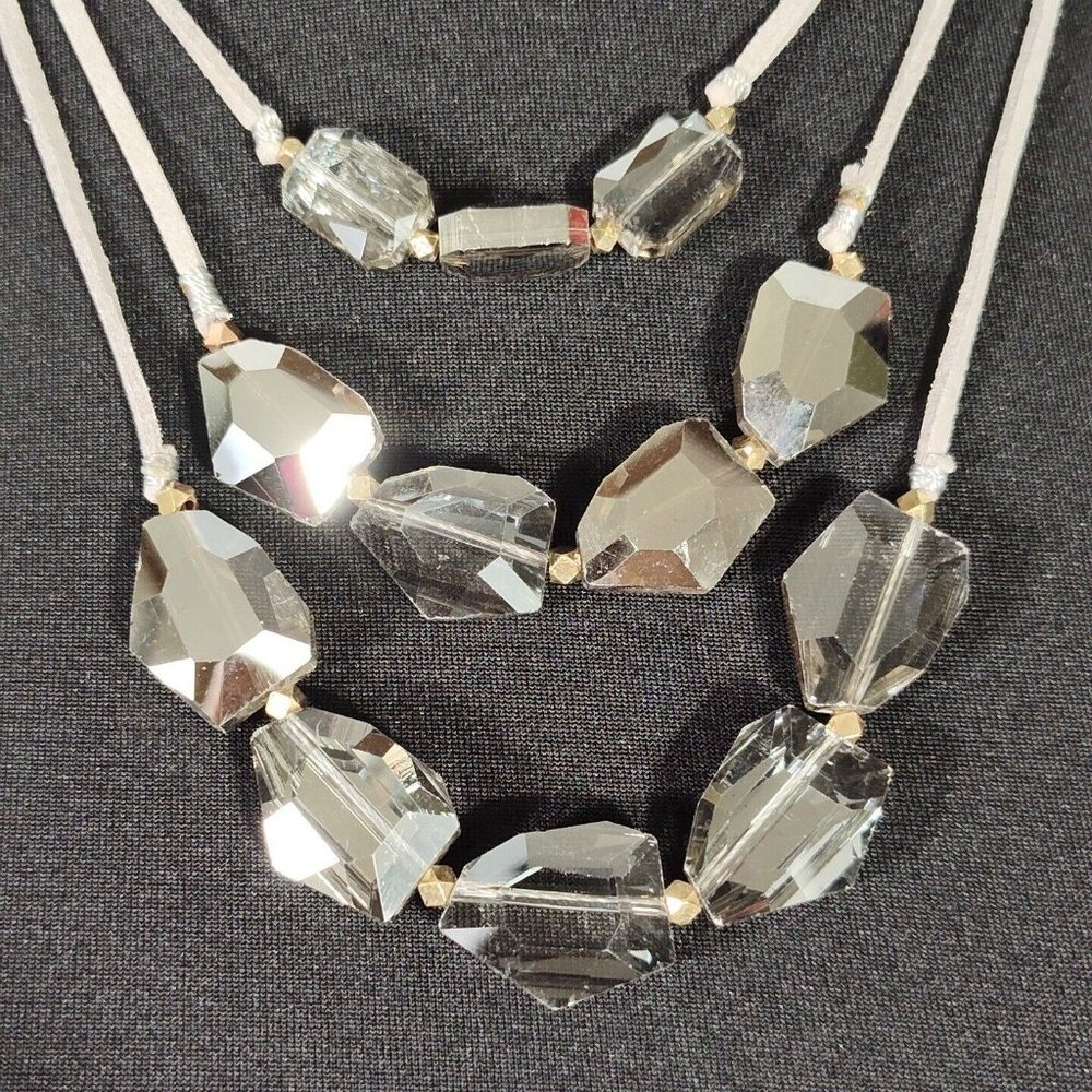 Massini Gray Skies Beaded Layered Necklace Jewelry 16" NEW - Picture 2 of 4